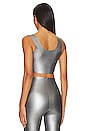 view 3 of 4 Faux Leather Square Neck Crop Top in Platinum