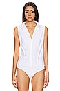 view 2 of 5 Classic Sleeveless Button Down Bodysuit in White