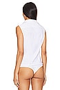 view 4 of 5 Classic Sleeveless Button Down Bodysuit in White