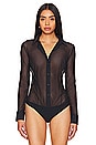 view 2 of 5 Chic Mesh Button Down Bodysuit in Black