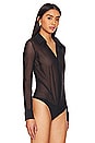 view 3 of 5 Chic Mesh Button Down Bodysuit in Black