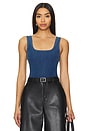 view 1 of 5 Do It All Denim Squareneck Bodysuit in Light Indigo