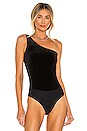 view 2 of 5 Velvet One Shoulder Bodysuit in Black