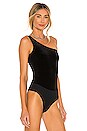 view 3 of 5 Velvet One Shoulder Bodysuit in Black