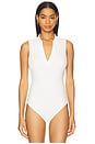 view 2 of 5 Sleeveless V-neck Bodysuit in White