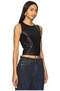 view 2 of 4 Faux Leather Shell Top in Black
