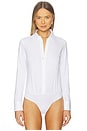 view 2 of 5 Cotton Stretch Button Down Bodysuit in White