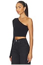 view 3 of 5 Ballet Body One Shoulder Crop Top With Thumbhole in Black