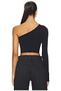 view 4 of 5 Ballet Body One Shoulder Crop Top With Thumbhole in Black