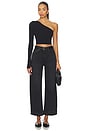 view 5 of 5 Ballet Body One Shoulder Crop Top With Thumbhole in Black