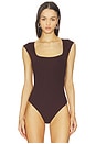view 2 of 5 Neoprene Cap Sleeve Bodysuit in Oxblood
