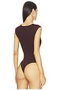 view 4 of 5 Neoprene Cap Sleeve Bodysuit in Oxblood