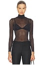 view 1 of 4 Chic Mesh Long Sleeve Turtleneck in Black