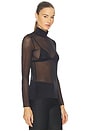 view 2 of 4 Chic Mesh Long Sleeve Turtleneck in Black