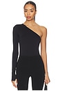 view 1 of 6 Prima Ballet One Shoulder Bodysuit in Black
