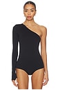 view 2 of 6 Prima Ballet One Shoulder Bodysuit in Black