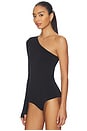 view 4 of 6 Prima Ballet One Shoulder Bodysuit in Black