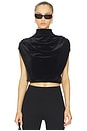 view 1 of 4 Velvet Draped Mockneck Crop Top in Black