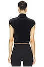 view 3 of 4 Velvet Draped Mockneck Crop Top in Black