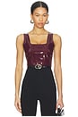 view 1 of 4 Faux Patent Leather Crop Top in Burgundy