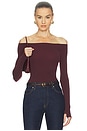 view 1 of 5 Ballet Off-shoulder Bodysuit in Raisin