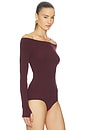 view 3 of 5 Ballet Off-shoulder Bodysuit in Raisin