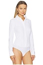 view 3 of 5 Classic Ribbed Button Down Bodysuit in White