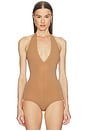 view 2 of 5 Ballet Deep Plunge Bodysuit in Cocoa