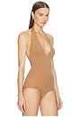view 3 of 5 Ballet Deep Plunge Bodysuit in Cocoa