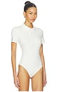 view 3 of 5 Neoprene Polo Bodysuit in White