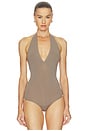 view 2 of 5 x REVOLVE Ballet Deep Plunge Halter Bodysuit in Truffle