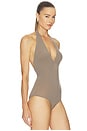 view 3 of 5 x REVOLVE Ballet Deep Plunge Halter Bodysuit in Truffle