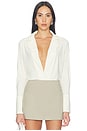 view 1 of 5 Classic Blousey Button Down Bodysuit in Ivory