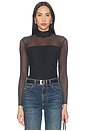 view 1 of 5 Chic Mesh Mockneck Covered Bodysuit in Black