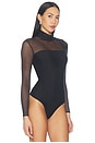 view 4 of 5 Chic Mesh Mockneck Covered Bodysuit in Black
