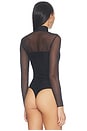 view 5 of 5 Chic Mesh Mockneck Covered Bodysuit in Black