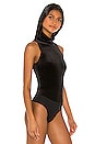 view 3 of 5 Velvet Sleeveless Turtleneck Bodysuit in Black