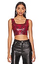 view 1 of 4 Leather Animal Crop Top in Red Snake