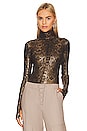 view 1 of 5 Classic Print Turtleneck Bodysuit in Burnished Snake