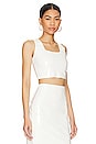 view 2 of 4 TOP CORTO FAUX PATENT LEATHER in White