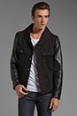 view 2 of 6 Buffalo Shawl Neck Leather Sleeve Jacket in Black/Black in Black & Black