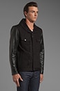 view 3 of 6 Buffalo Shawl Neck Leather Sleeve Jacket in Black/Black in Black & Black