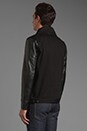 view 4 of 6 Buffalo Shawl Neck Leather Sleeve Jacket in Black/Black in Black & Black
