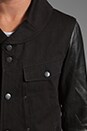 view 6 of 6 Buffalo Shawl Neck Leather Sleeve Jacket in Black/Black in Black & Black