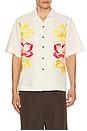 view 1 of 5 Embroidered Peonies Bowling Shirt in White