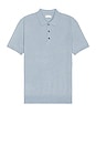 view 1 of 3 Lux Short Sleeve Silk Cash Polo in Blue