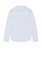 view 1 of 5 Slim Italian Linen Stripe Shirt in Light Blue Stripe