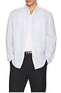 view 4 of 5 Slim Italian Linen Stripe Shirt in Light Blue Stripe