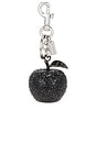 view 1 of 4 Small Crystal Apple Bag Charm in Black