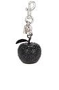 view 2 of 4 Small Crystal Apple Bag Charm in Black